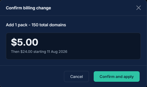 Plan change preview showing immediate charge and next billing amount